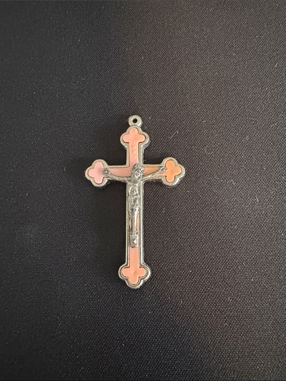 Pink Enamel Crucifix Pendant